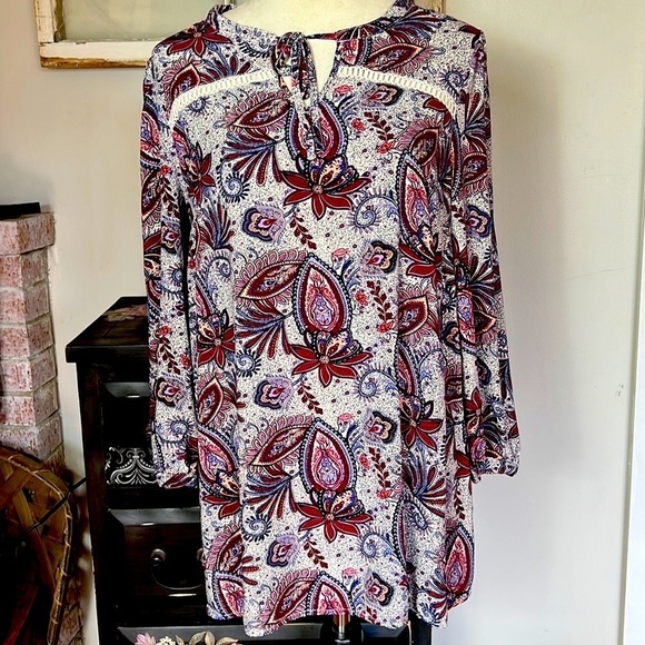 UMGEE USA TUNIC TOP SZ S OVERSIZED FALL COLORS COTTON BLEND SOFT - Picture 1 of 9